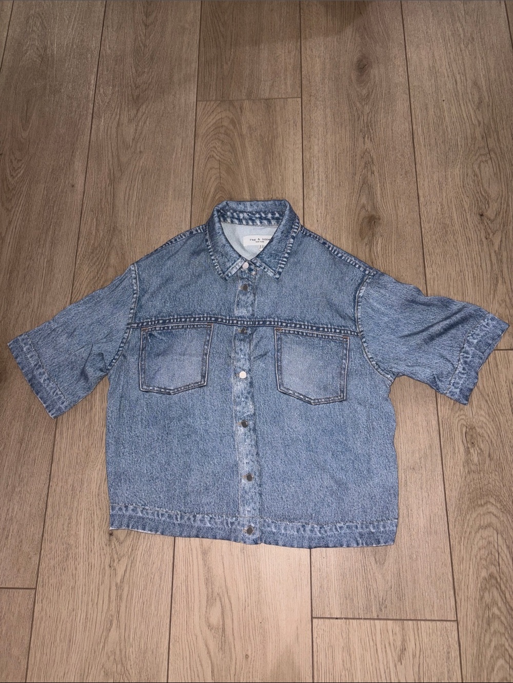 Rag & Bone Miramar Slink Lounge Faux Denim Crop Button-Up Shirt